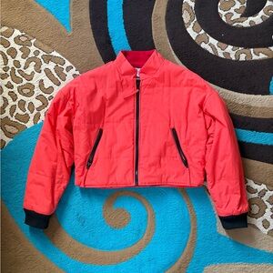 Urban Outfitters Neon Orange & Black Cropped Jacket